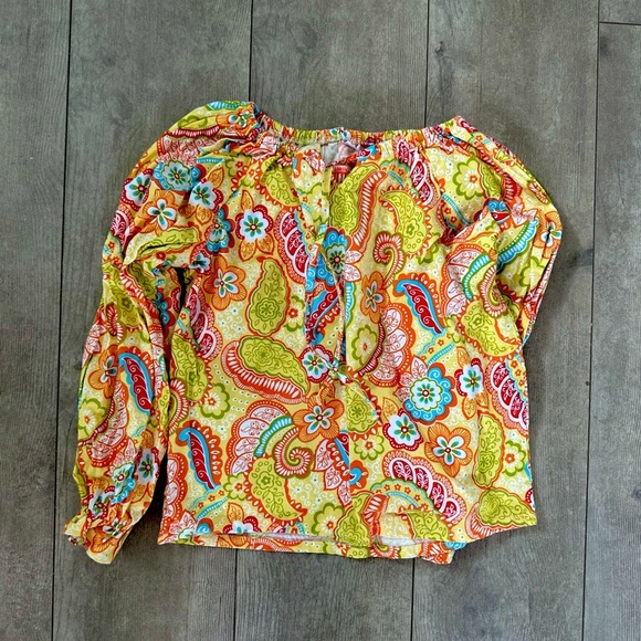 70s inspired girls boho floral paisley peasant blouse size 6 - Picture 8 of 9